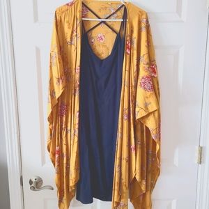 Thread and Supply Navy Dress w/ floral kimono